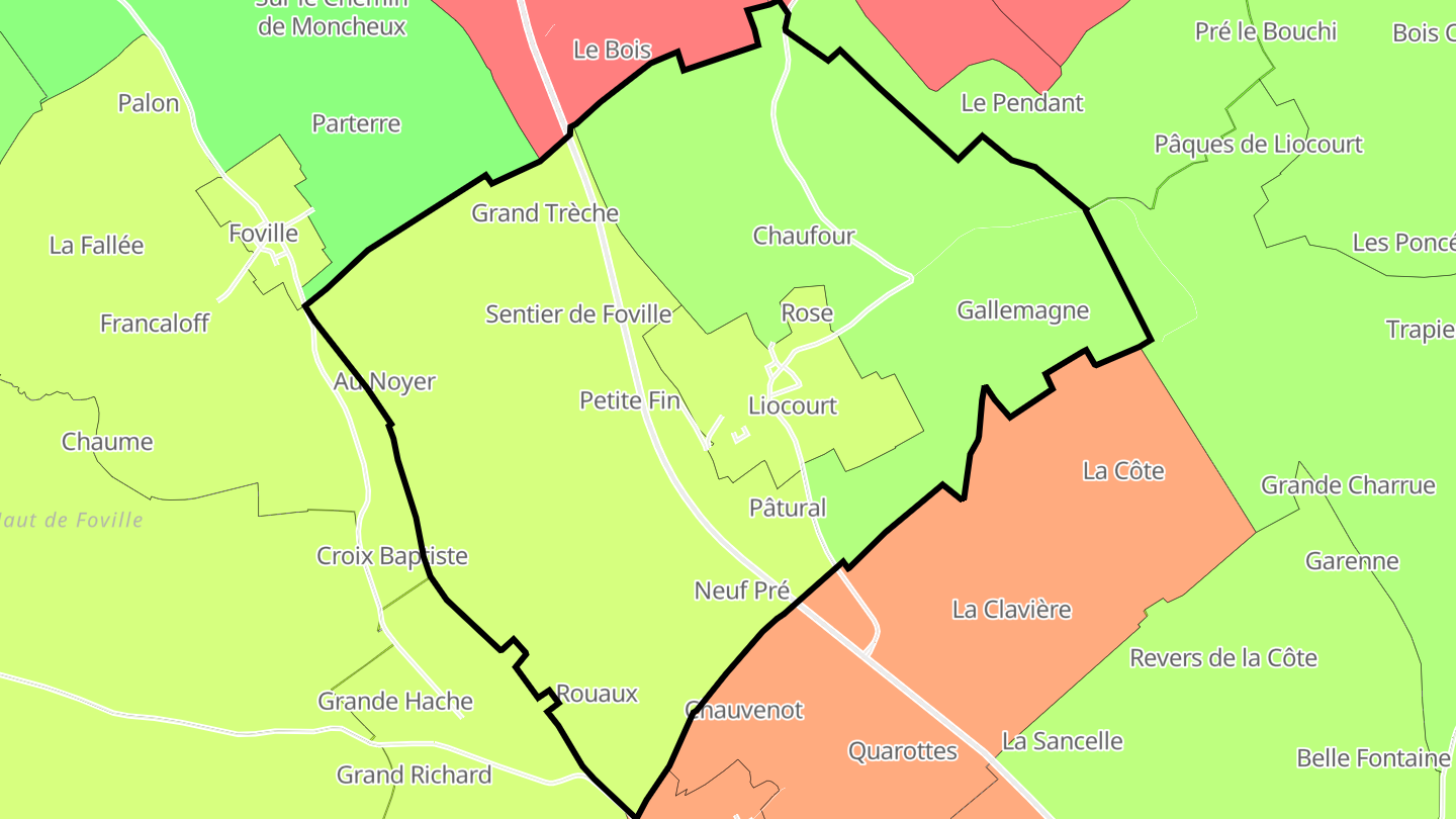 Carte des prix de l'immobilier Liocourt
