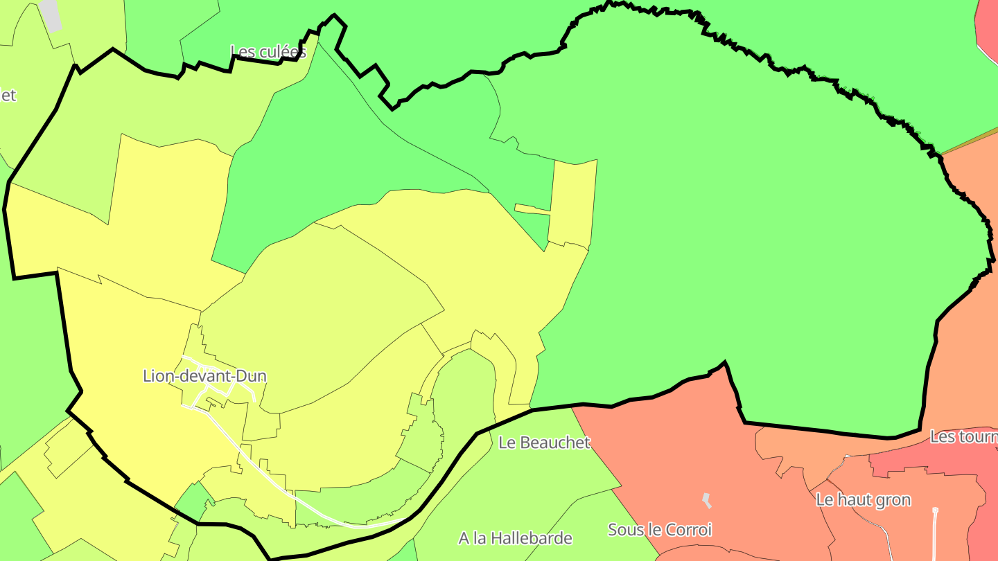 Carte des prix de l'immobilier Lion-devant-Dun