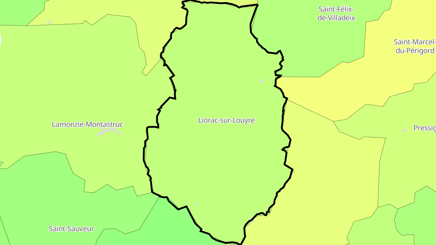 Carte des prix de l'immobilier Liorac-sur-Louyre