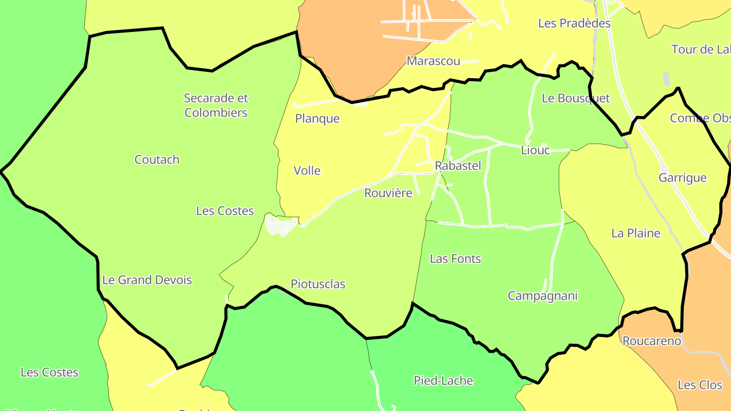 Carte des prix de l'immobilier Liouc