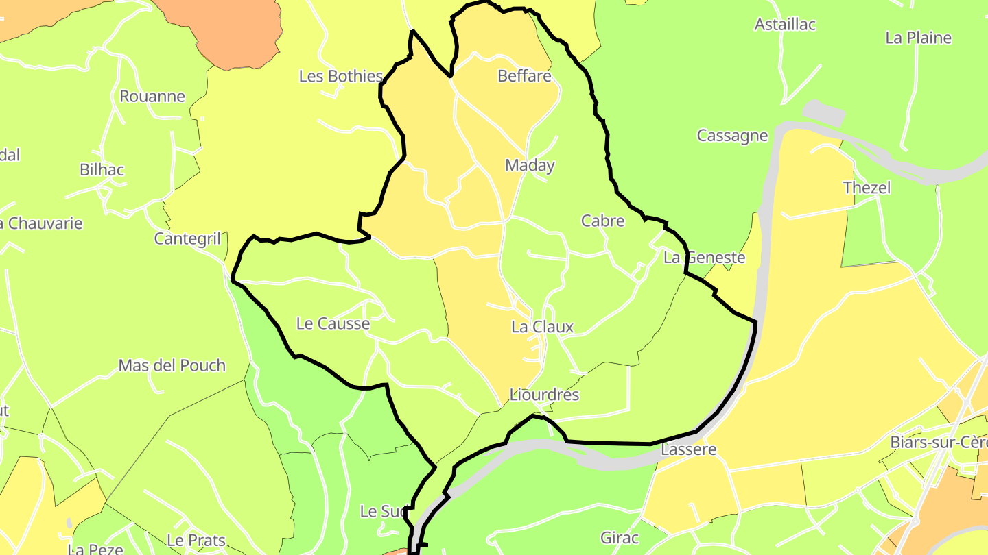 Carte des prix de l'immobilier Liourdres