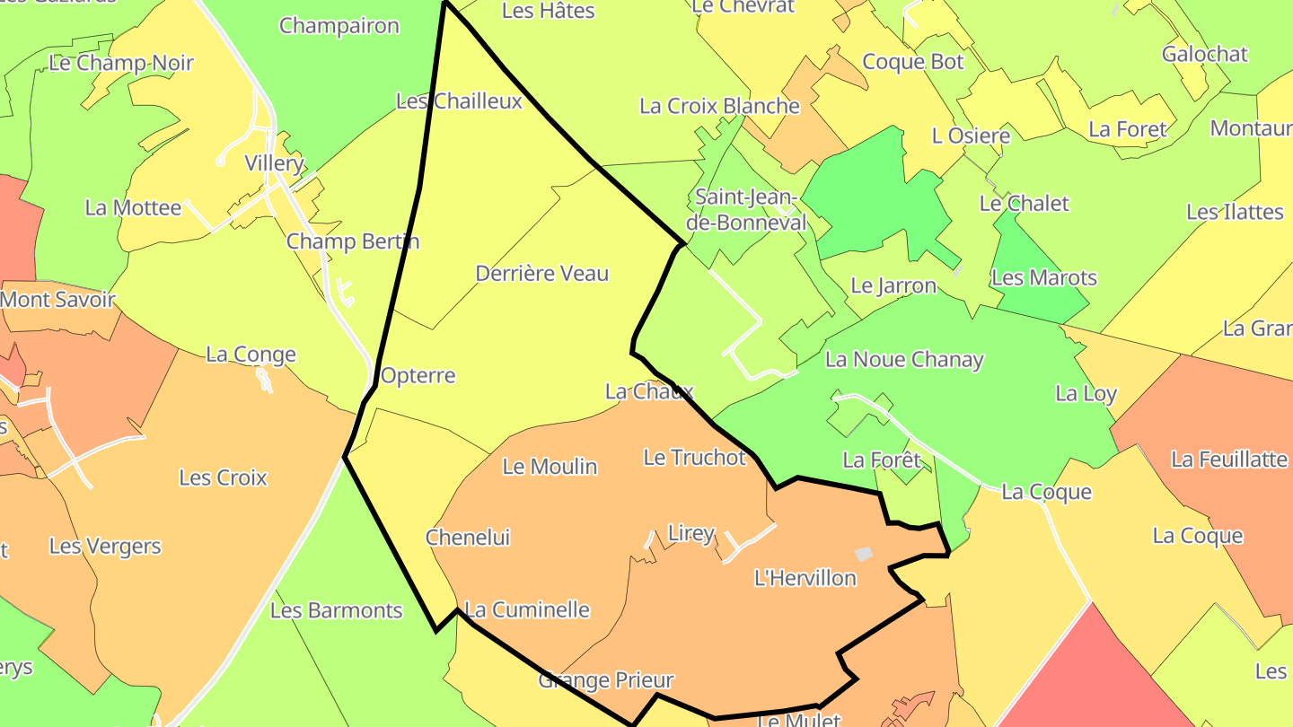 Carte des prix de l'immobilier Lirey