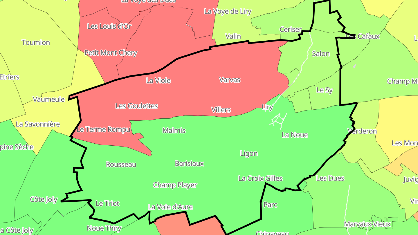 Carte des prix de l'immobilier Liry