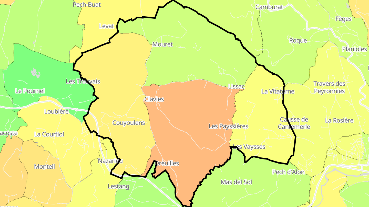 Carte des prix de l'immobilier Lissac-et-Mouret