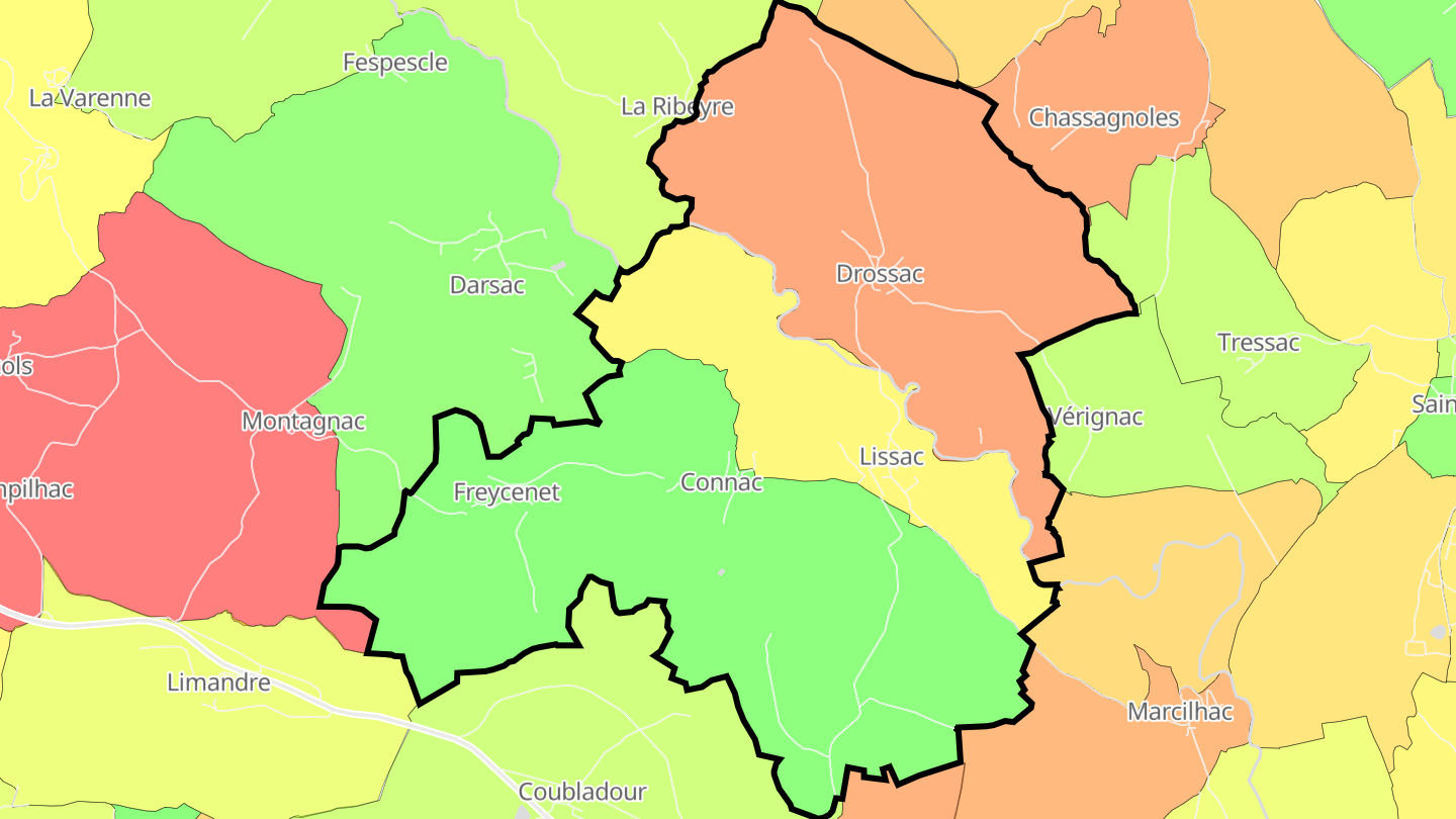 Carte des prix de l'immobilier Lissac