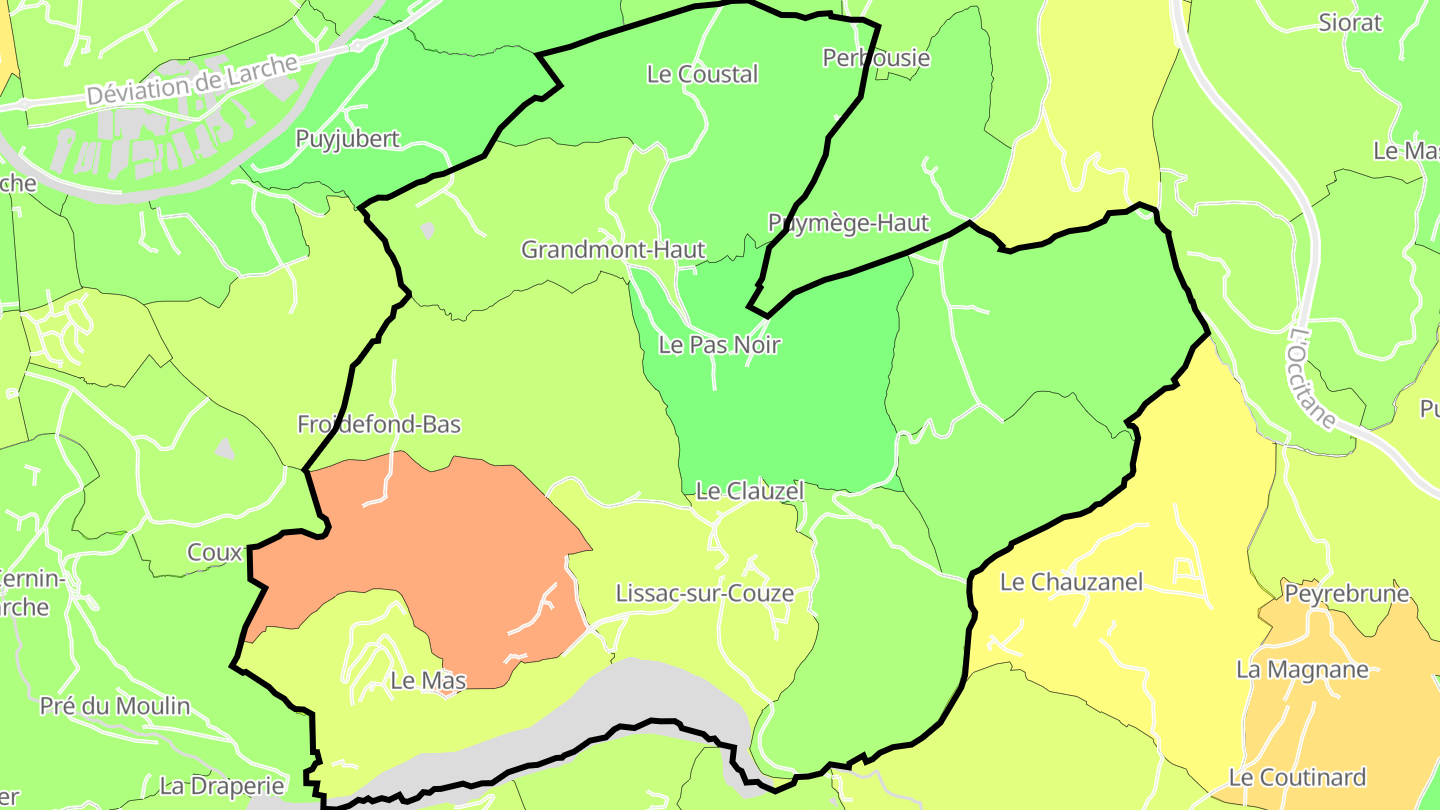 Carte des prix de l'immobilier Lissac-sur-Couze