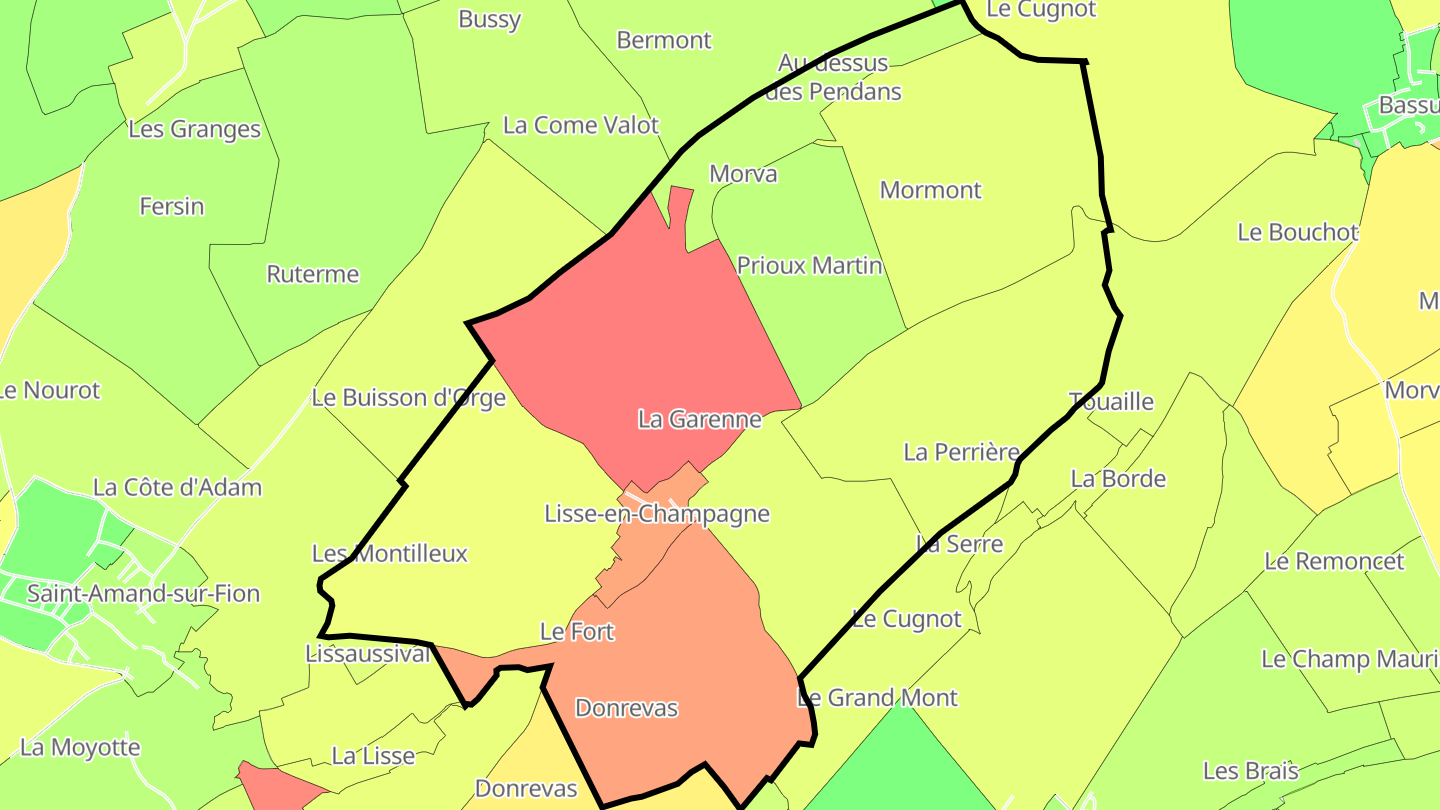 Carte des prix de l'immobilier Lisse-en-Champagne