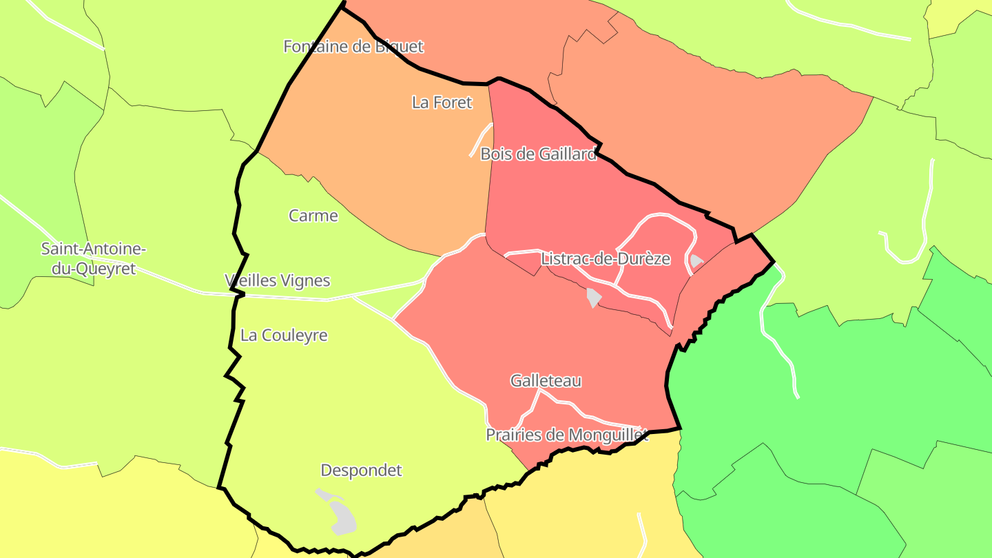 Carte des prix de l'immobilier Listrac-de-Durèze