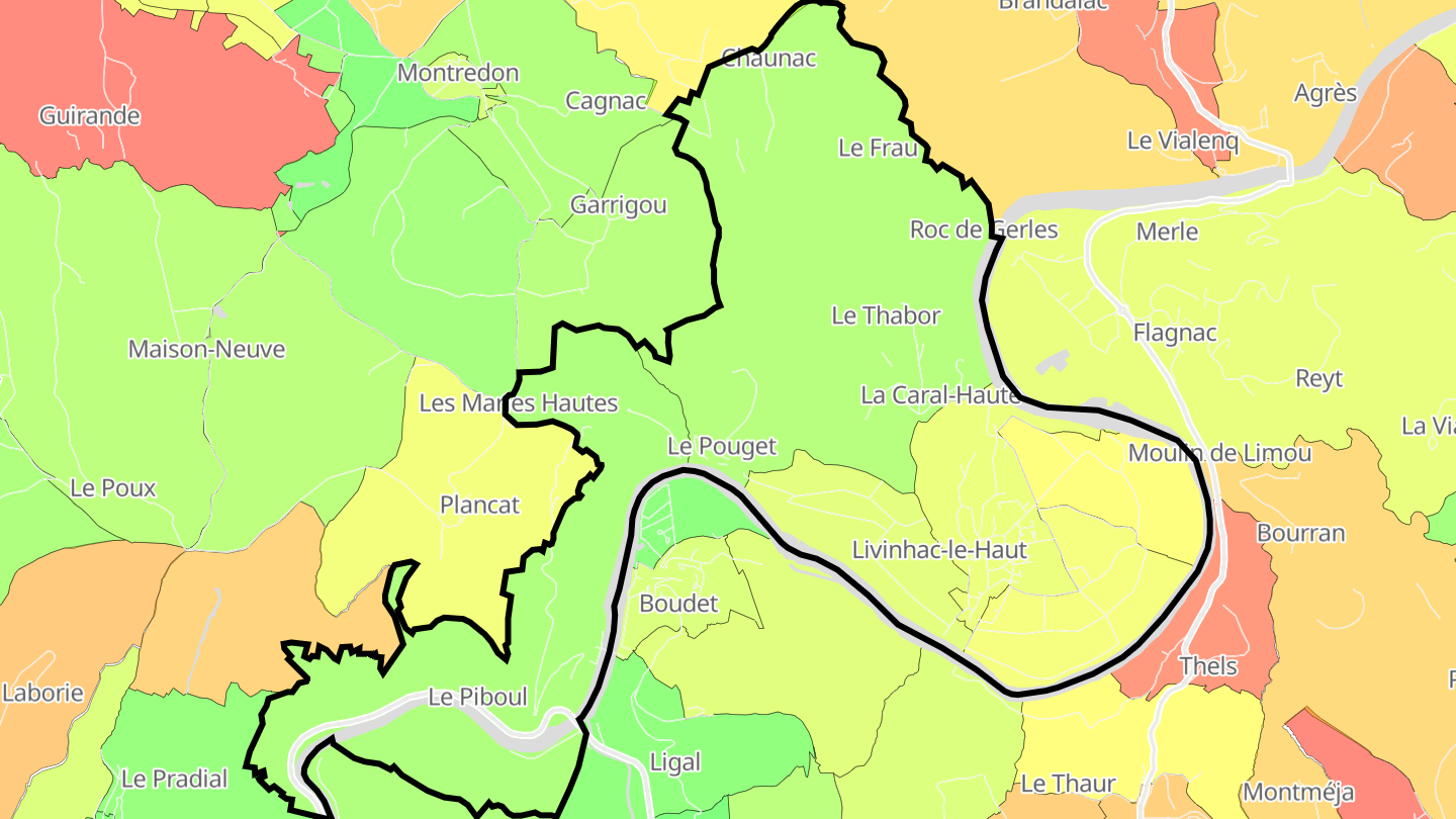 Carte des prix de l'immobilier Livinhac-le-Haut