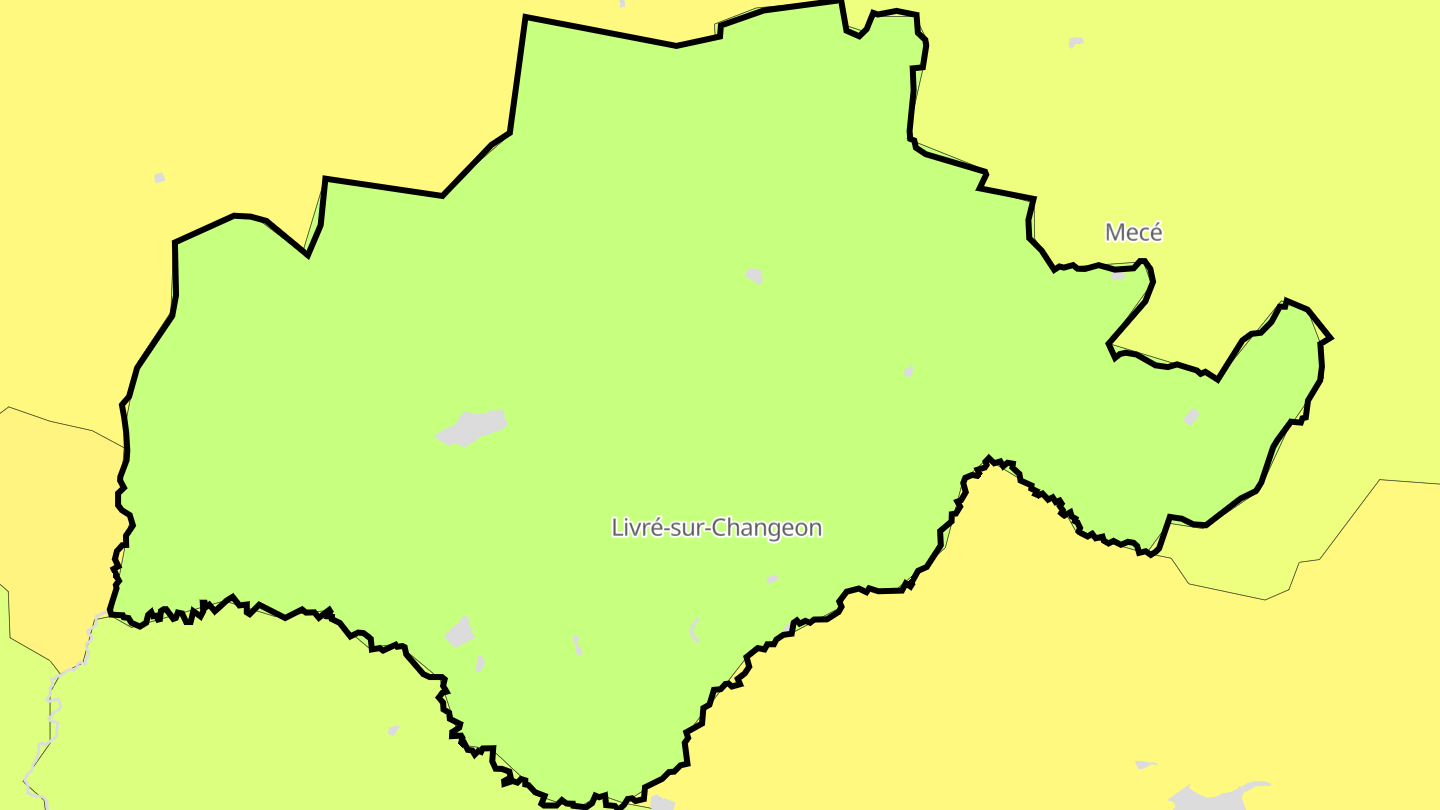 Carte des prix de l'immobilier Livré-sur-Changeon