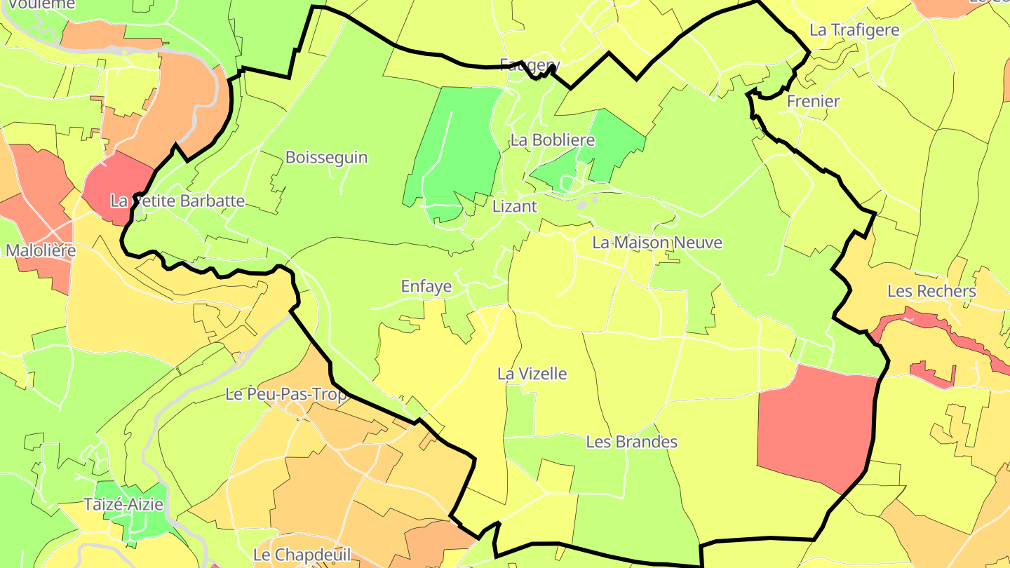 Carte des prix de l'immobilier Lizant