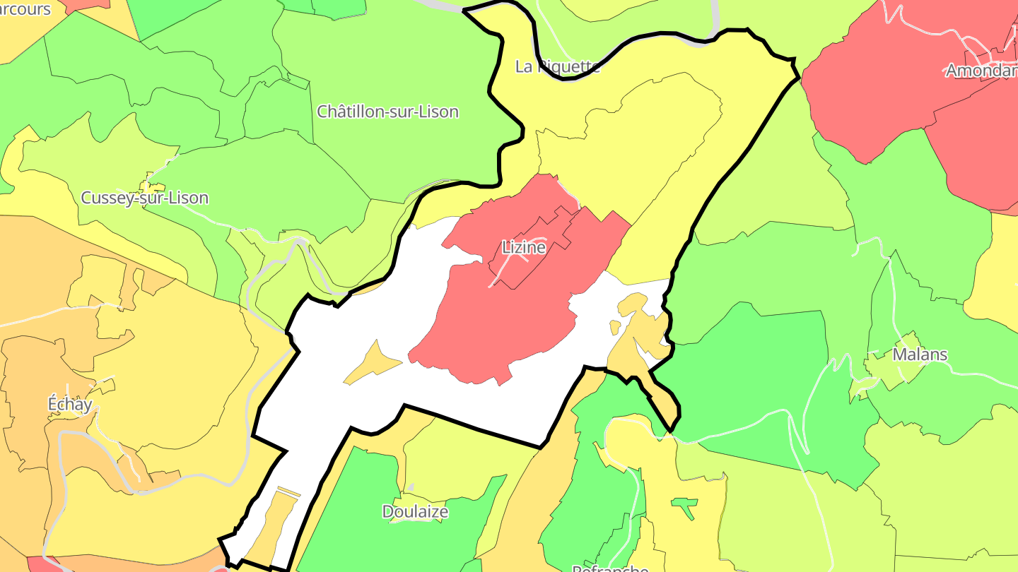 Carte des prix de l'immobilier Lizine