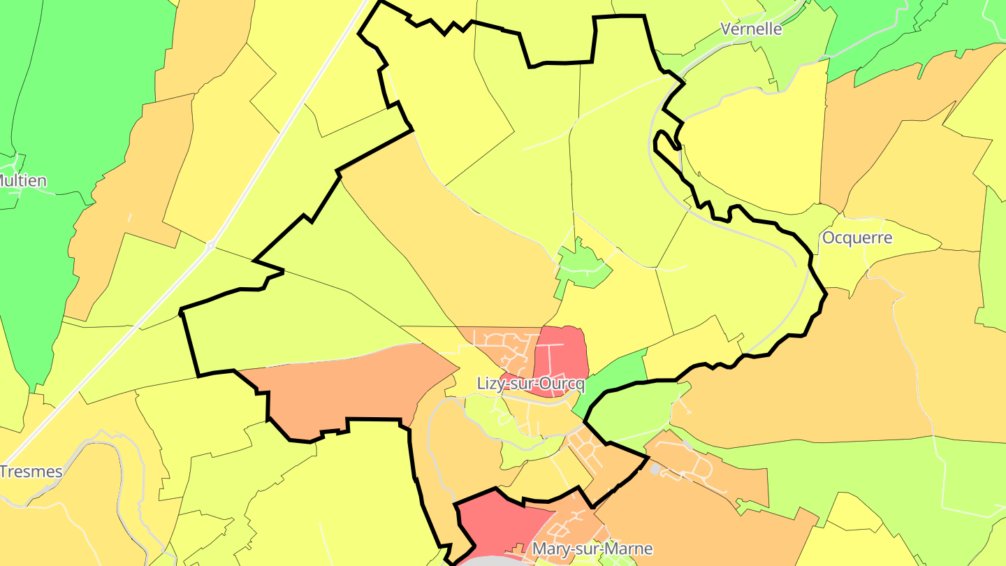 Carte des prix de l'immobilier Lizy-sur-Ourcq