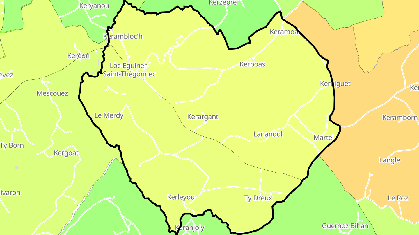 Carte des prix de l'immobilier Loc-Eguiner-Saint-Thégonnec