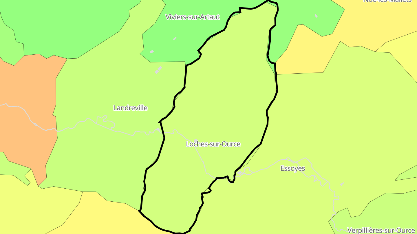 Carte des prix de l'immobilier Loches-sur-Ource