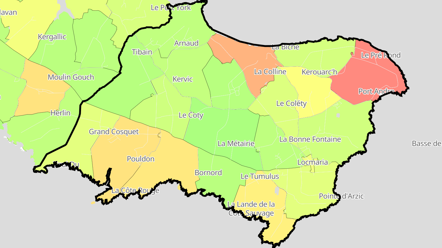 Carte des prix de l'immobilier Locmaria
