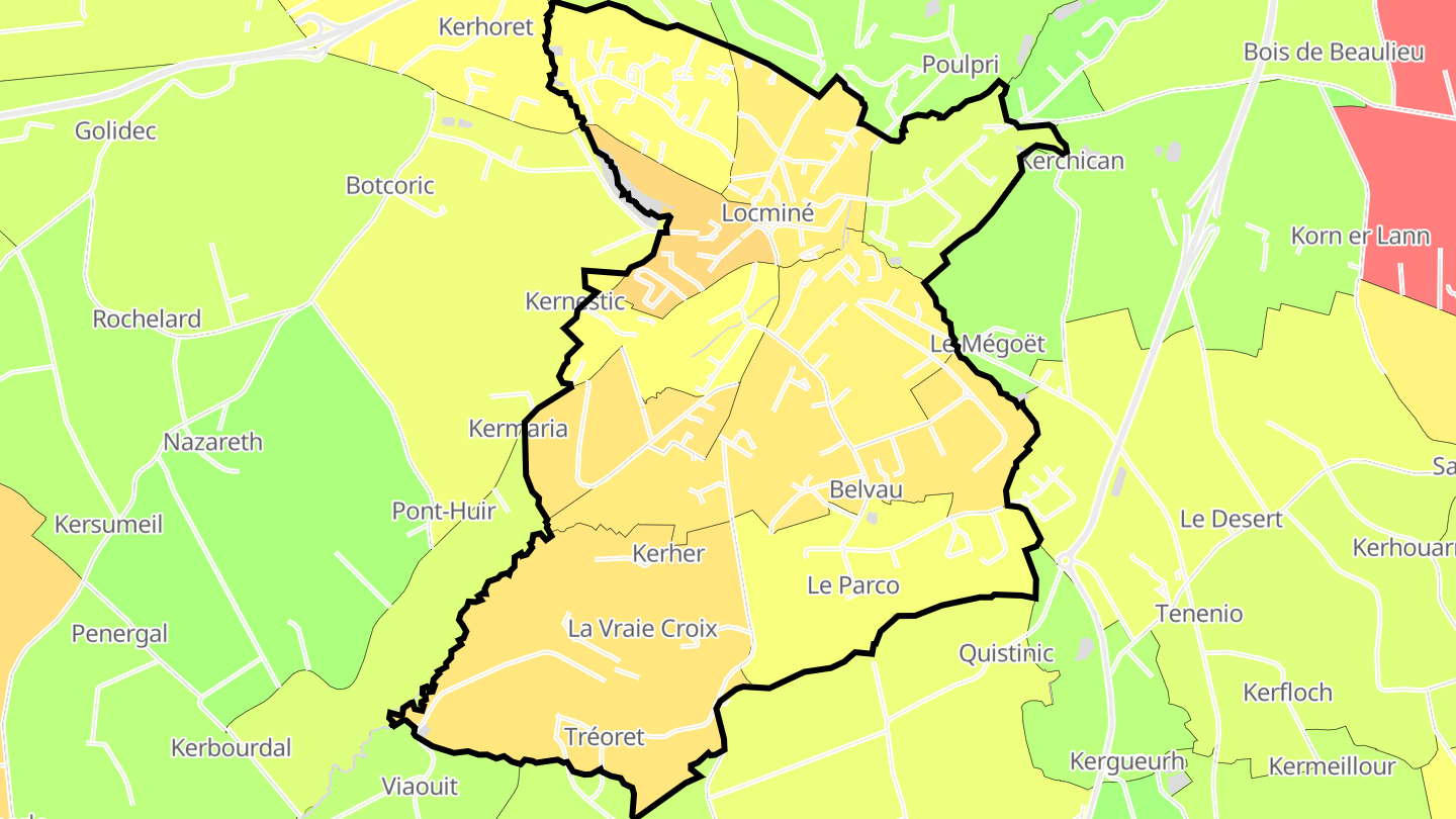 Carte des prix de l'immobilier Locminé