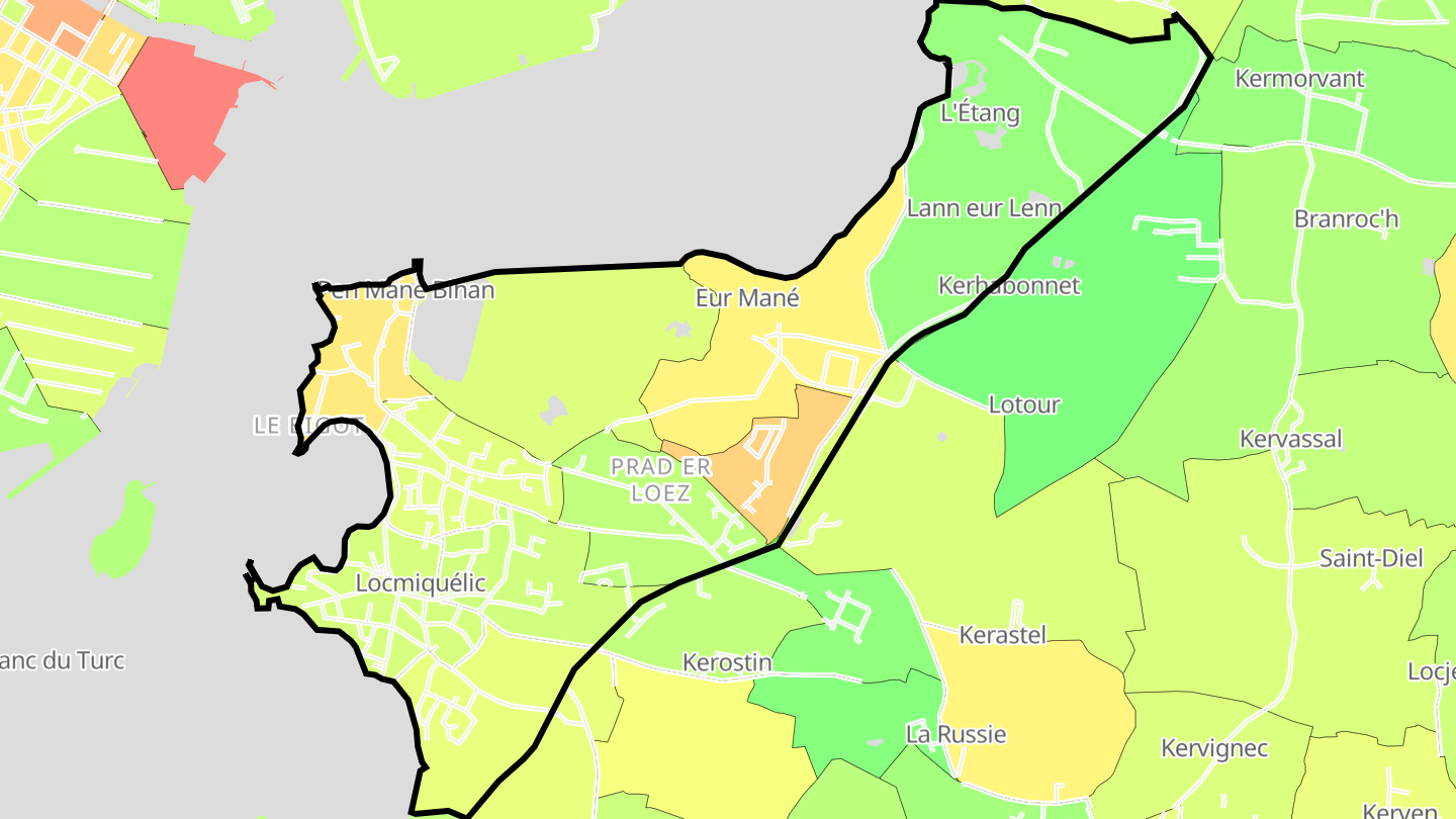 Carte des prix de l'immobilier Locmiquélic