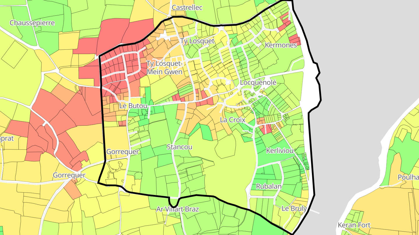Carte des prix de l'immobilier Locquénolé