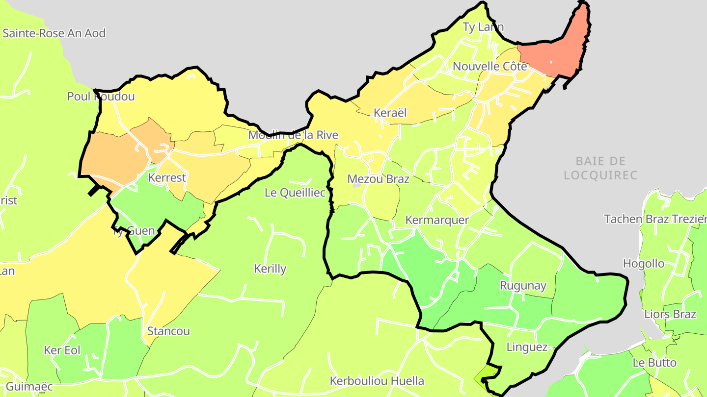 Carte des prix de l'immobilier Locquirec
