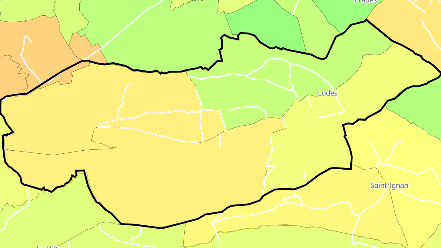 Carte des prix de l'immobilier Lodes