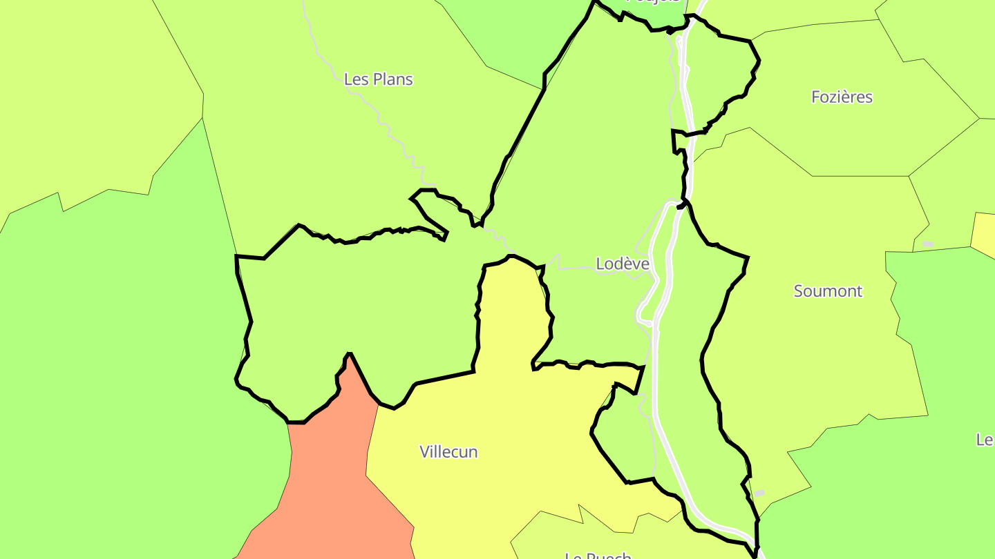 Carte des prix de l'immobilier Lodève