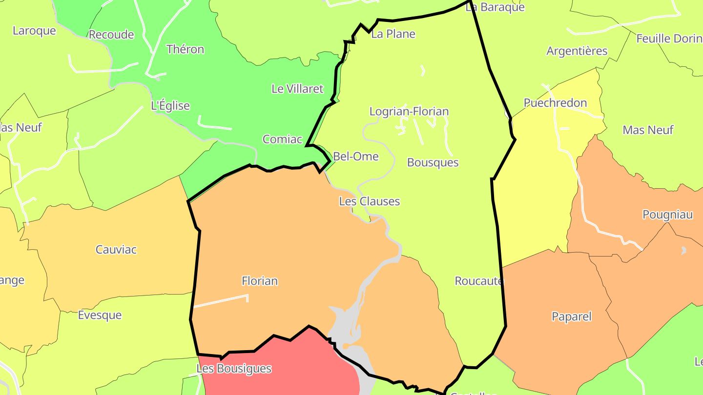 Carte des prix de l'immobilier Logrian-Florian