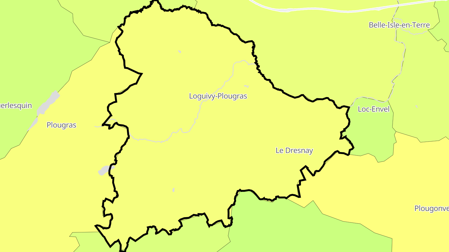 Carte des prix de l'immobilier Loguivy-Plougras