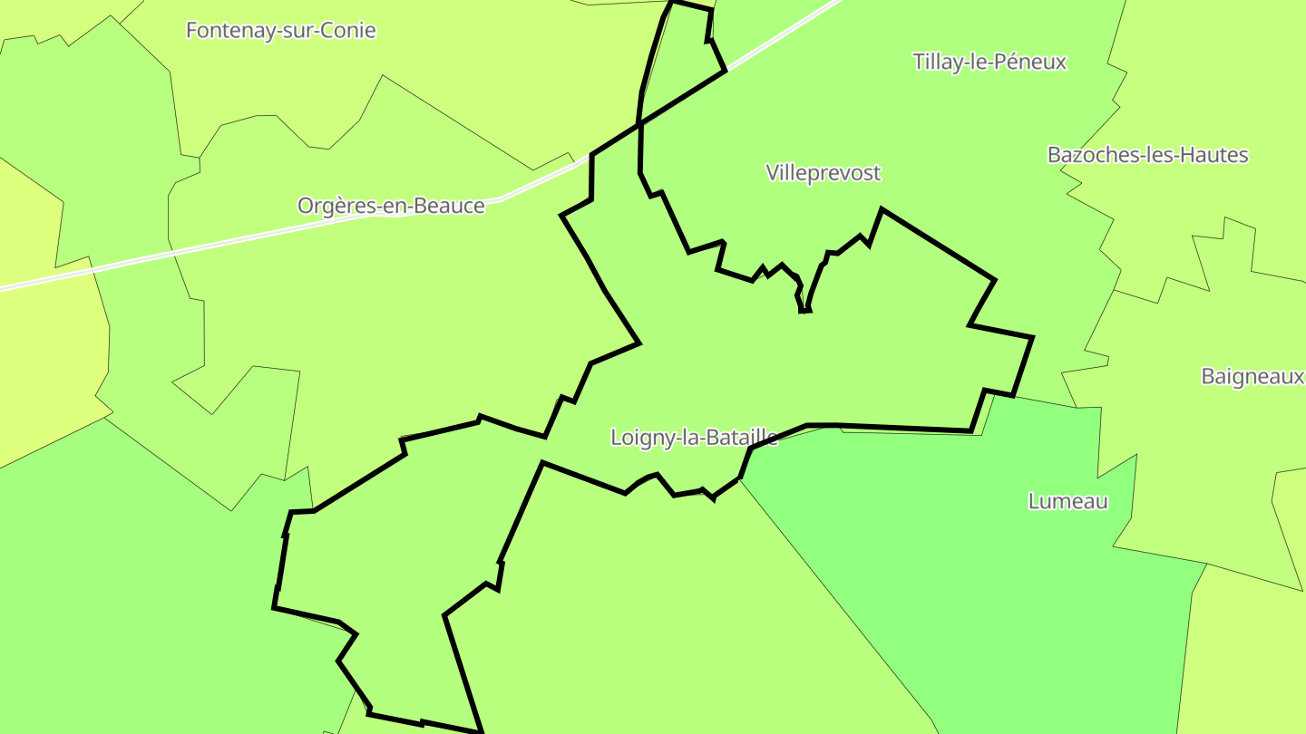 Carte des prix de l'immobilier Loigny-la-Bataille