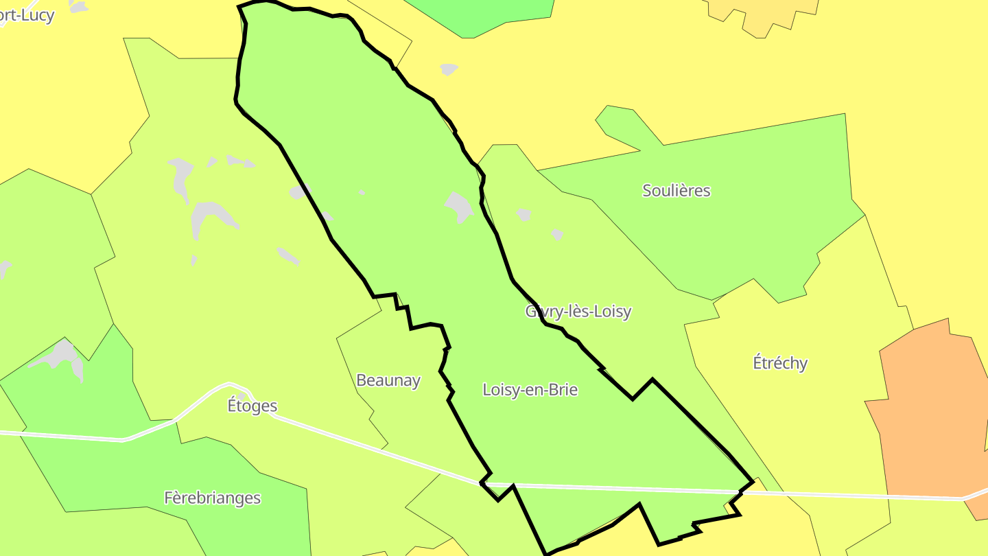 Carte des prix de l'immobilier Loisy-en-Brie