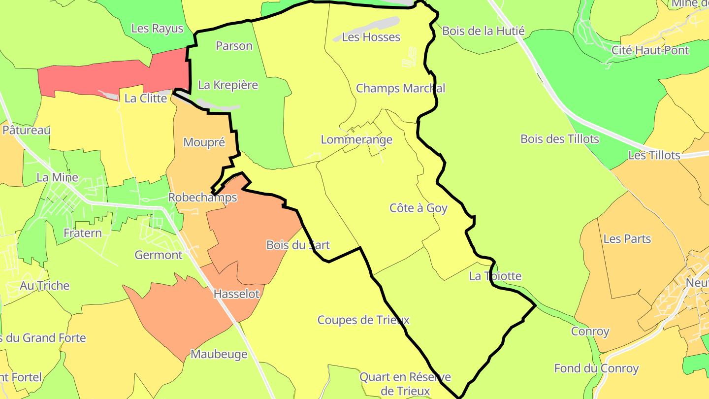 Carte des prix de l'immobilier Lommerange