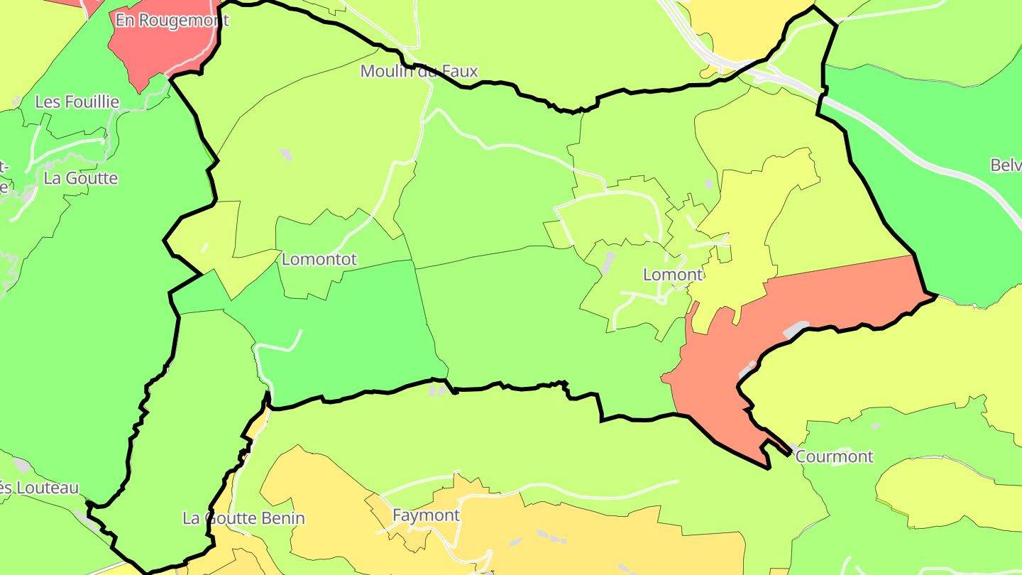 Carte des prix de l'immobilier Lomont