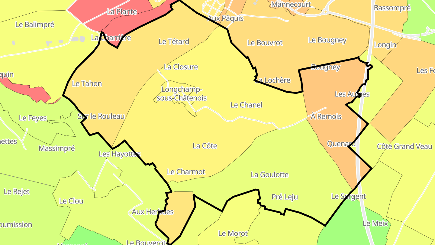 Carte des prix de l'immobilier Longchamp-sous-Châtenois