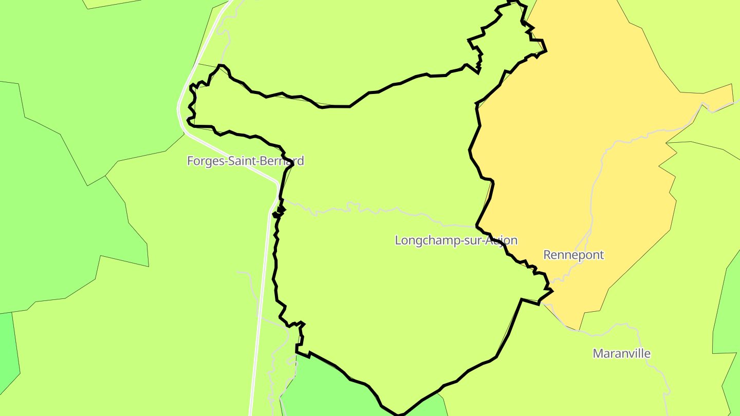 Carte des prix de l'immobilier Longchamp-sur-Aujon
