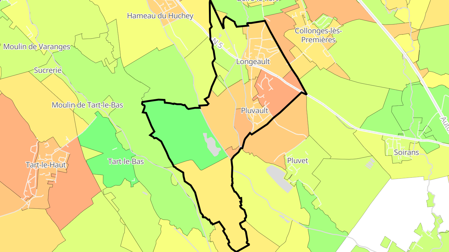 Carte des prix de l'immobilier Longeault-Pluvault
