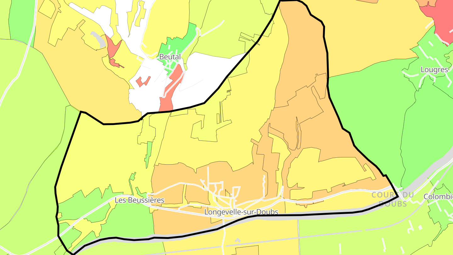 Carte des prix de l'immobilier Longevelle-sur-Doubs