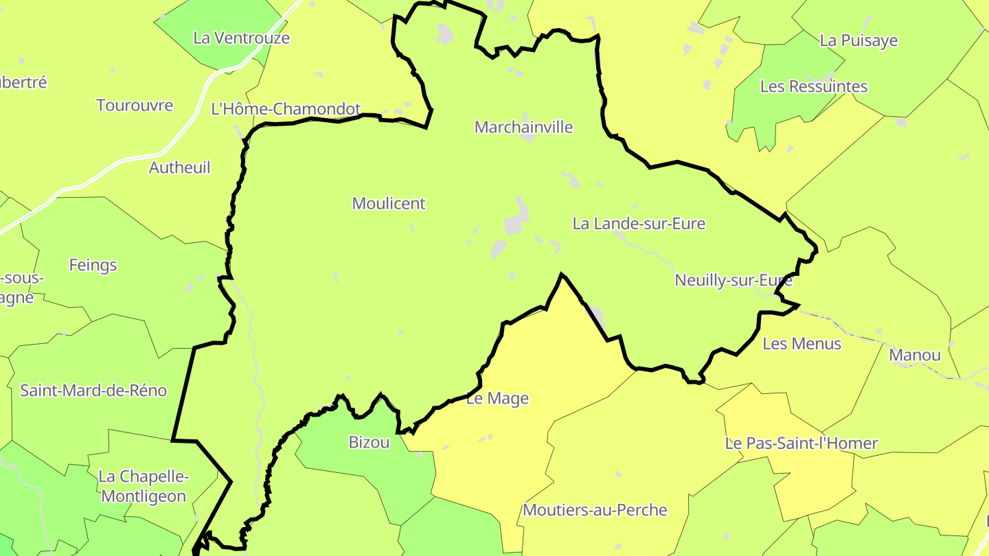 Carte des prix de l'immobilier Longny les Villages