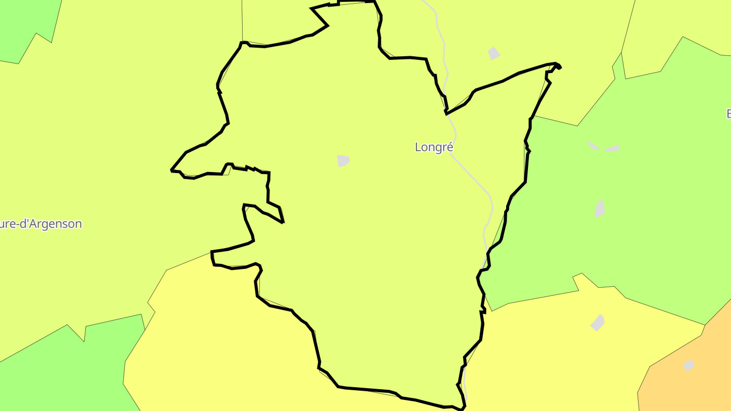 Carte des prix de l'immobilier Longré