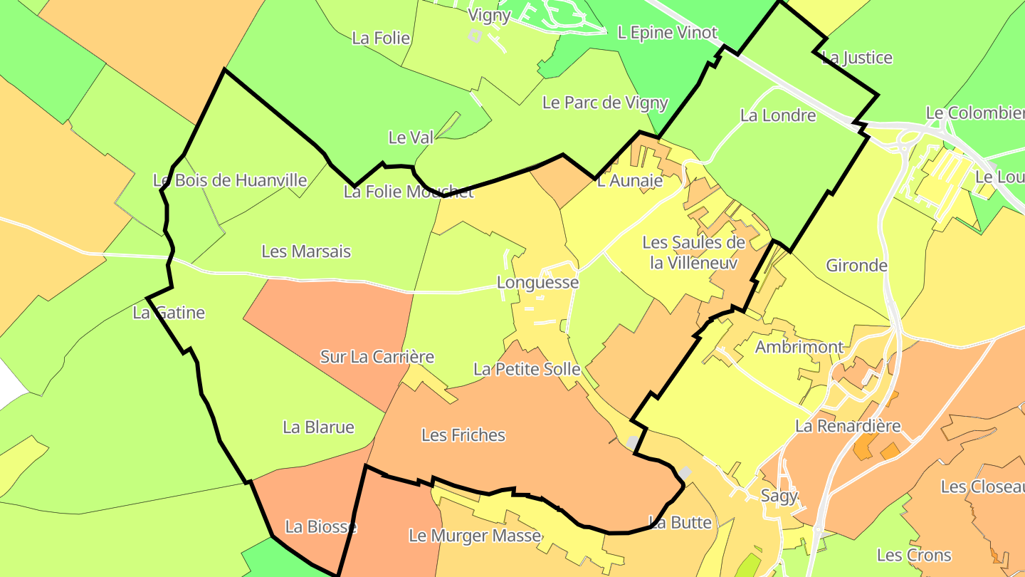 Carte des prix de l'immobilier Longuesse