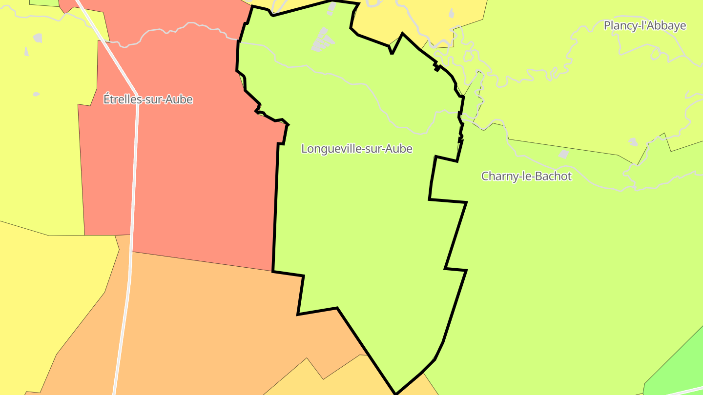 Carte des prix de l'immobilier Longueville-sur-Aube