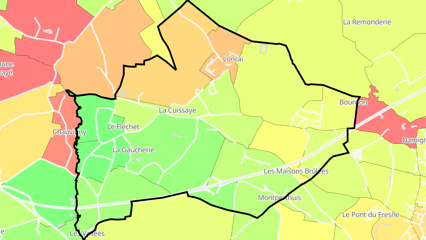 Carte des prix de l'immobilier Lonrai