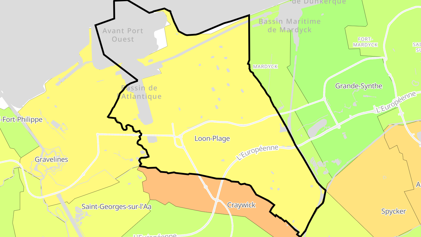 Carte des prix de l'immobilier Loon-Plage