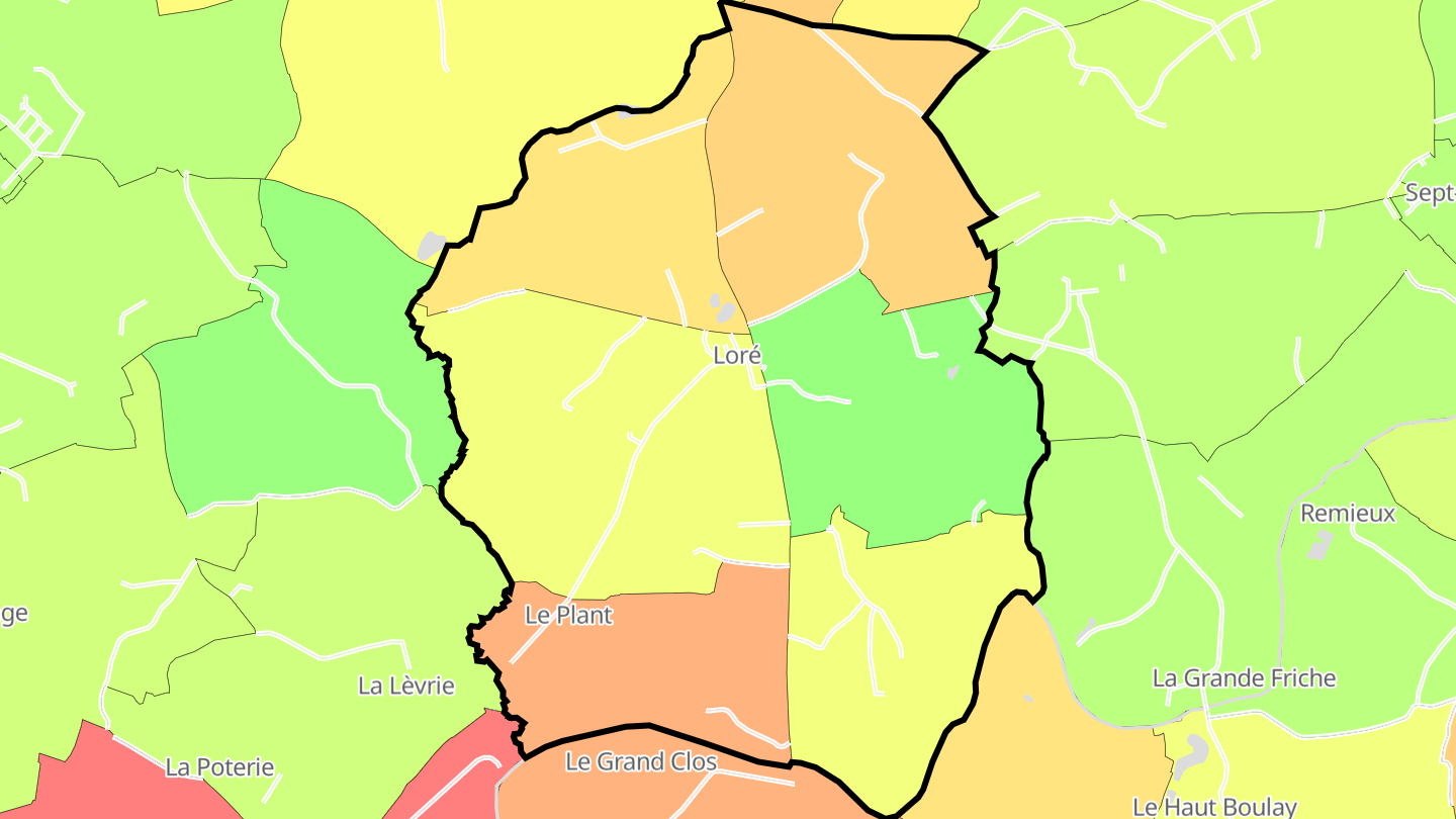 Carte des prix de l'immobilier Loré
