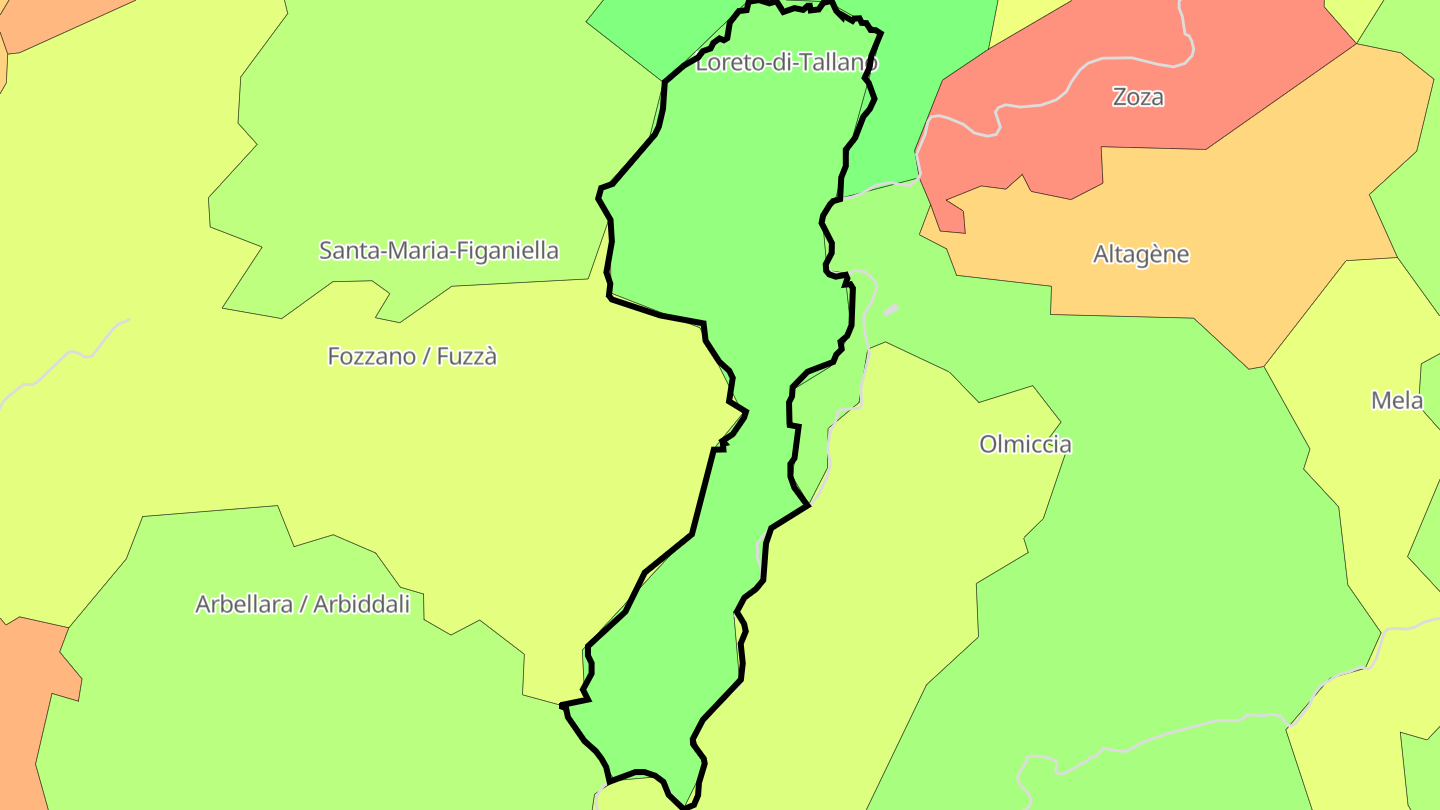 Carte des prix de l'immobilier Loreto-di-Tallano