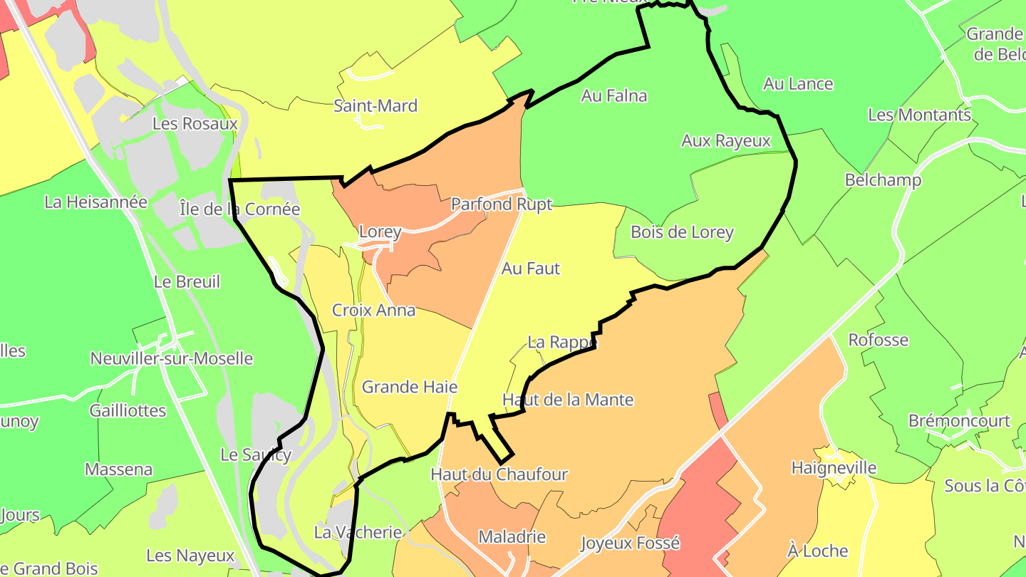 Carte des prix de l'immobilier Lorey