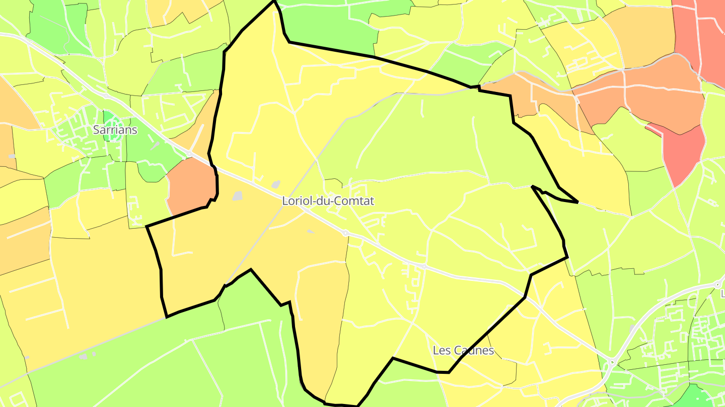 Carte des prix de l'immobilier Loriol-du-Comtat