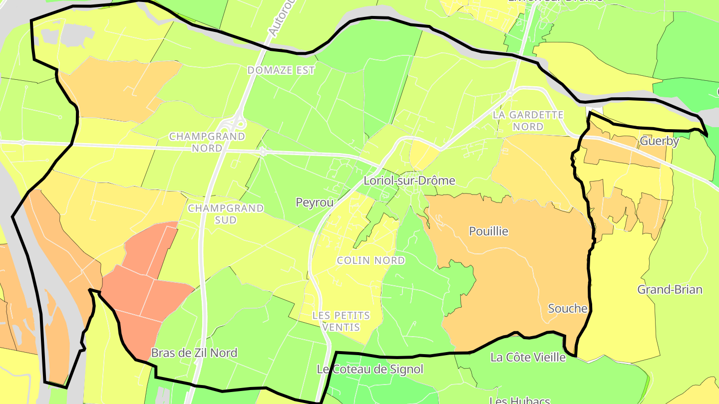 Carte des prix de l'immobilier Loriol-sur-Drôme