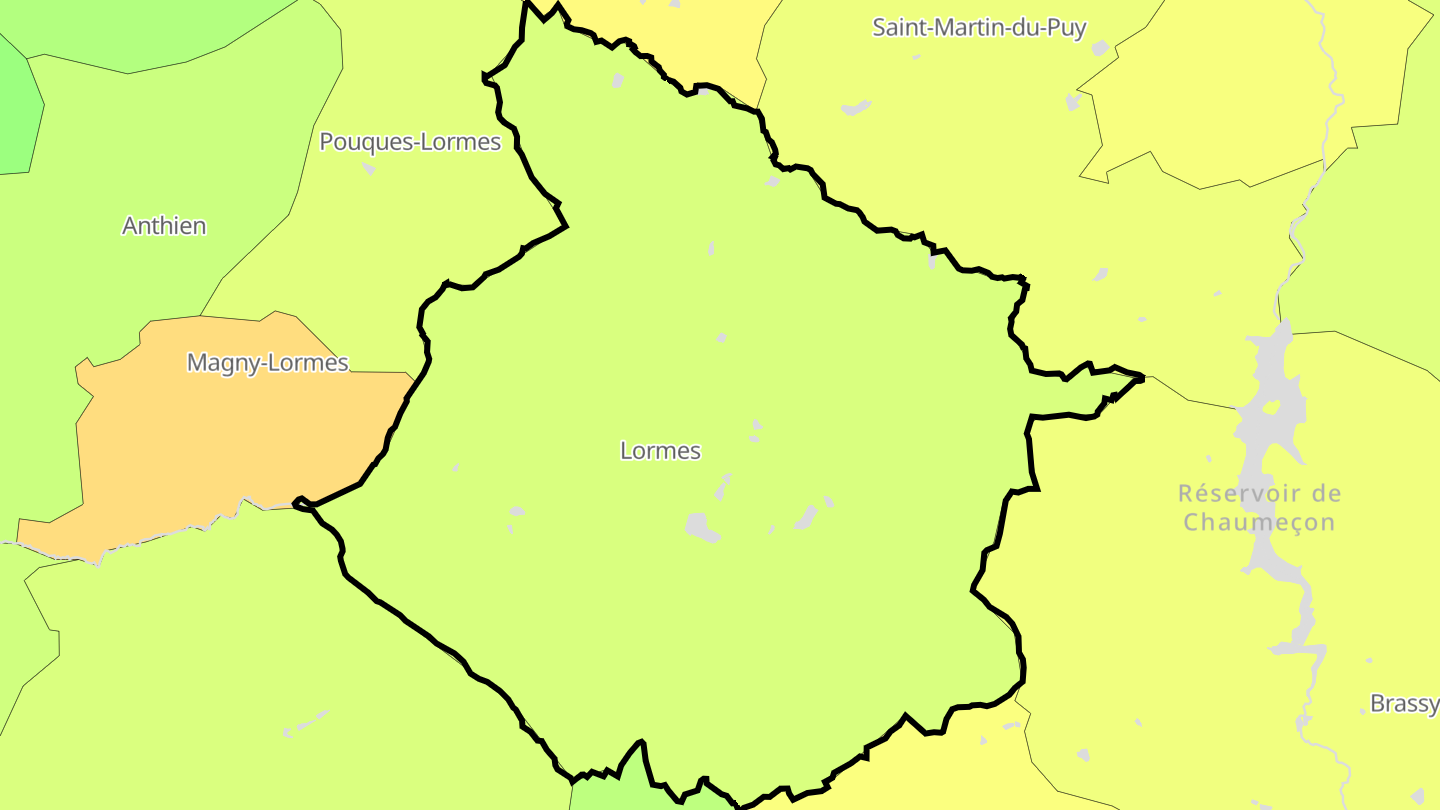Carte des prix de l'immobilier Lormes