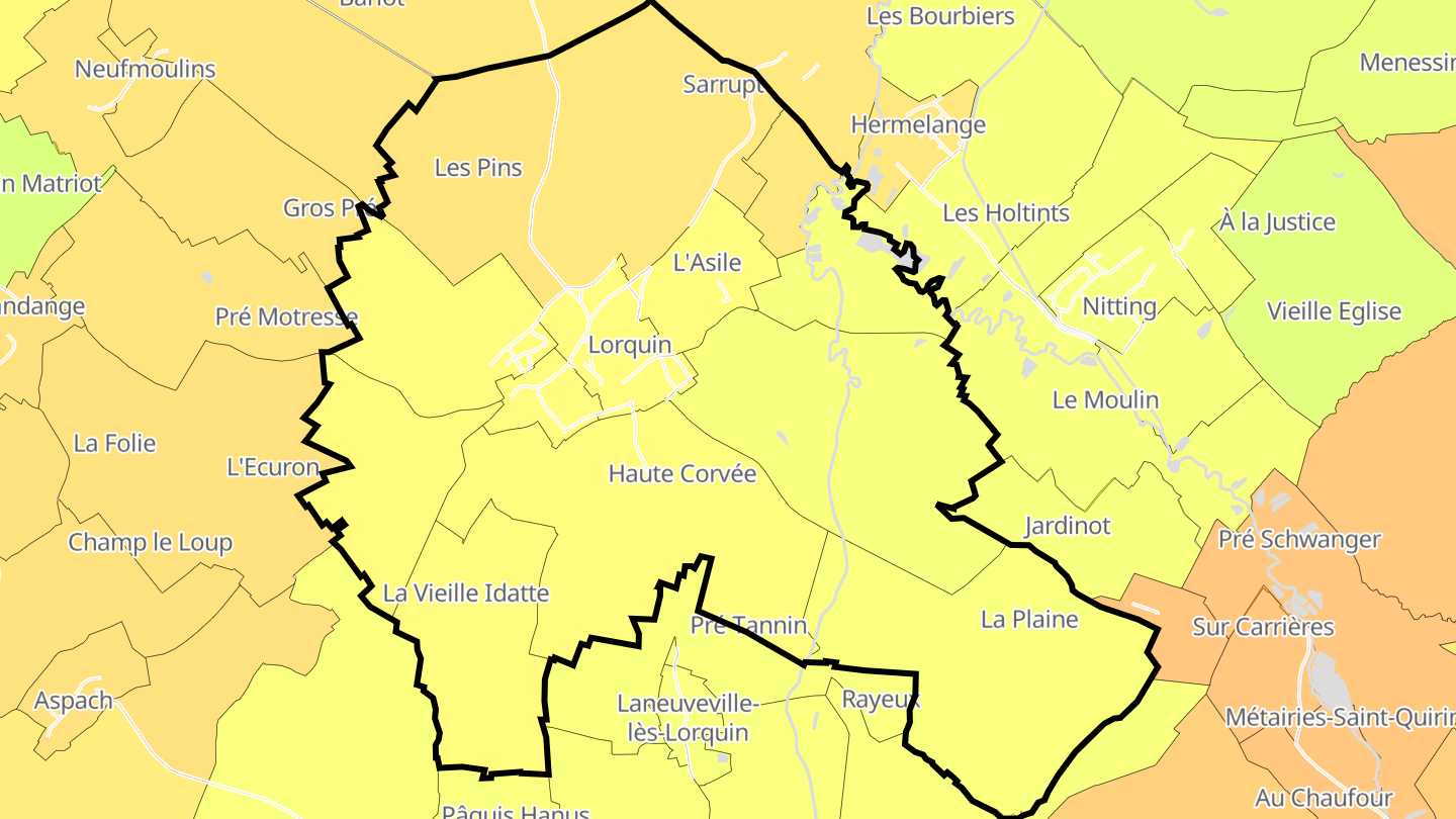 Carte des prix de l'immobilier Lorquin
