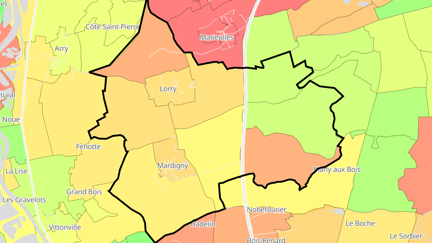Carte des prix de l'immobilier Lorry-Mardigny